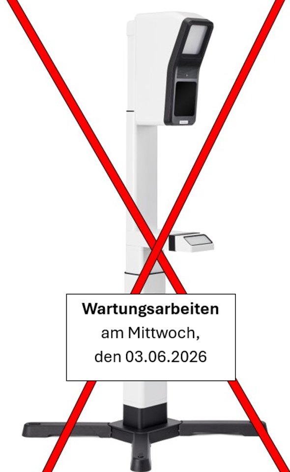 Foto eines Point ID zur Aufnahme von Bildern für den Personalausweis oder Reisepass, über dem zwei rote Balken sind.