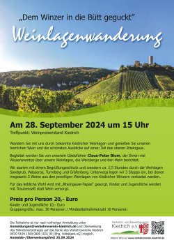 Flyer zur Weinlagenwanderung am 28.09.2024, weitere Informationen folgen im Text