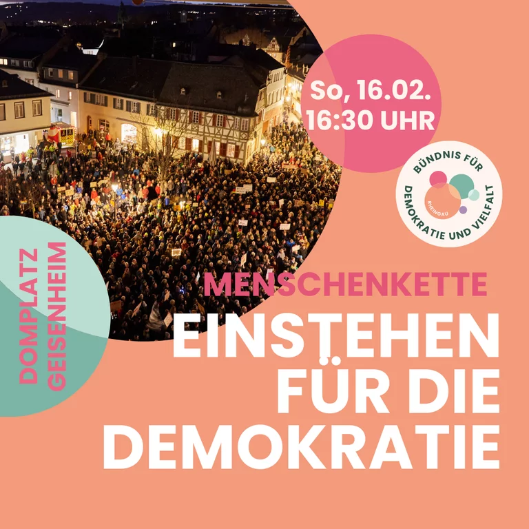 Flyer des Bündnis für Demokratie und Vielfalt Rheingau e.V. für Demo