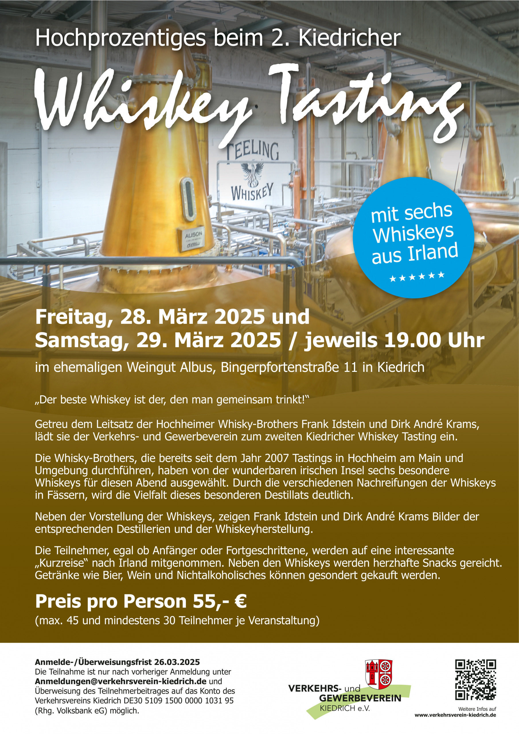 Flyer Whiskey Tasting Verkehrs- und Gewerbeverein Kiedrich e.V.