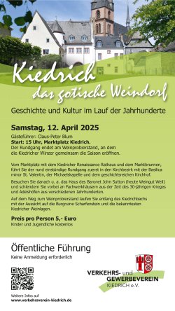 Werbeplakat für eine Ortsführung des Verkehrs- und Gewerbeverein Kiedrich e.V.
