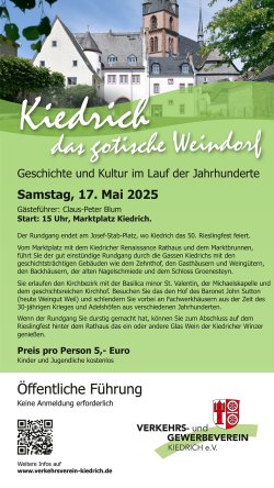 Plakatwerbung des Verkehrs- und Gewerbeverein Kiedrich e.V. für eine Führung.