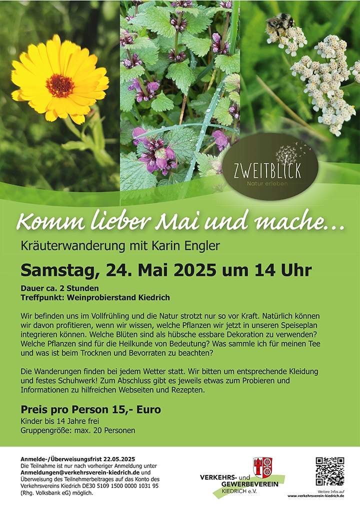 Flyer des Verkehrs- und Gewerbeverein Kiedrich e. V. für eine Kräuterwanderung