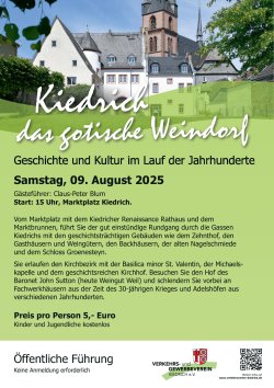 Flyer des Verkehrs- und Gewerbeverein Kiedrich e. V. für eine Gästeführung