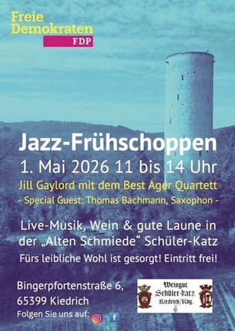 Plakatwerbung mit der Burgruine Scharfenstein und einem Wald und Weinbergen sowie einem bewölkten Himmel. Das Plakat ist bläulich gehalten.